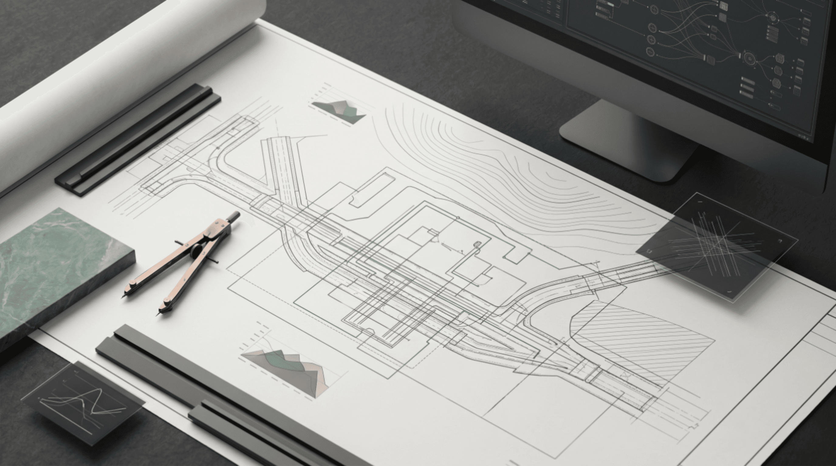 Concept visual representing early electrical estimating and infrastructure planning